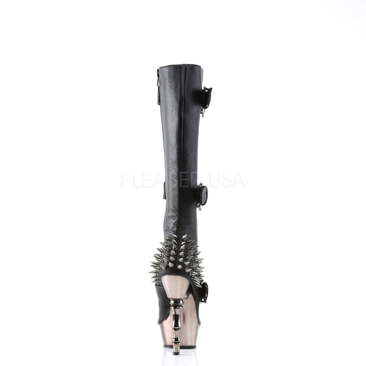 DEMONIA MUERTO-2028 Finger Bone Heel Skull Buckle Spiked Platform Knee Boot Sexy Biker - Shoecup.com - 5