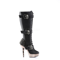 DEMONIA MUERTO-2028 Finger Bone Heel Skull Buckle Spiked Platform Knee Boot Sexy Biker - Shoecup.com - 3