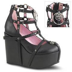 Demonia POISON-25-1 Black Platform Wedges - Shoecup.com