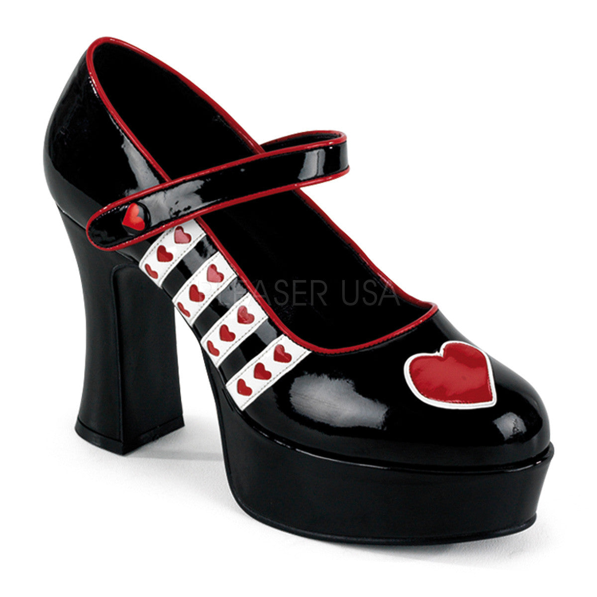 FUNTASMA QUEEN-55 Black-White-Red Pat Platform - Shoecup.com