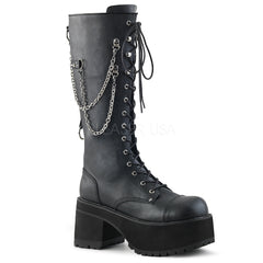 3 3/4" Heel, 2 1/4" Platform Knee High Boot, Metal Side Zip