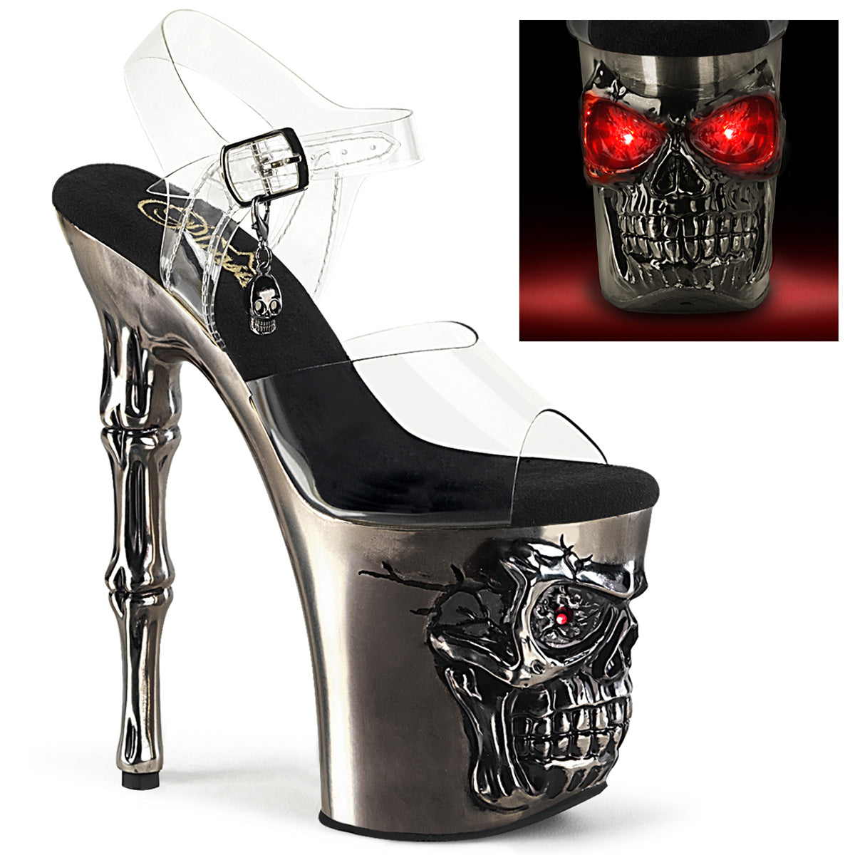 8 Inch Heel RAPTURE-808-LT Pewter Chrome