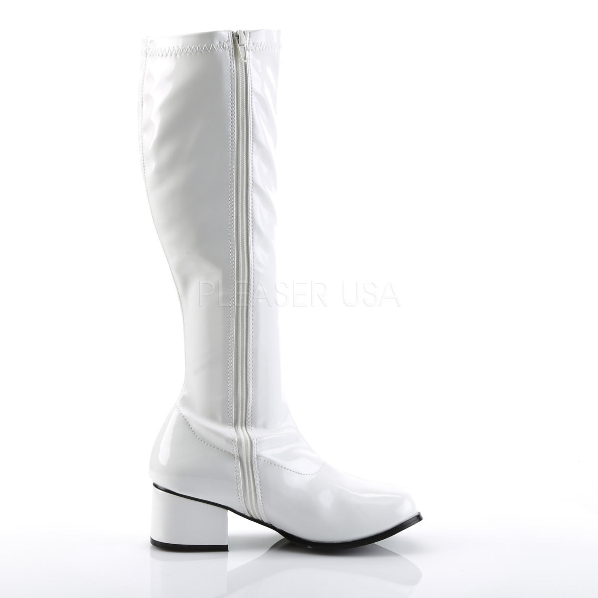2 Inch Heel RETRO-300 White Stretch Patent