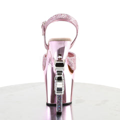 7 Inch Heel REVOLVER-709G Baby Pink Glitter