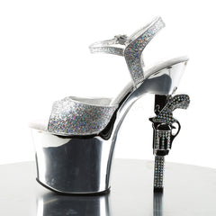 7 Inch Heel REVOLVER-709G Silver Multi Glitter