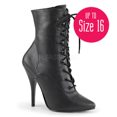 Pleaser SEDUCE-1020 Black Faux Leather Ankle Boots - Shoecup.com