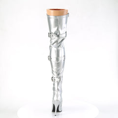 5 Inch Heel SEDUCE-3028 Silver Stretch Metallic