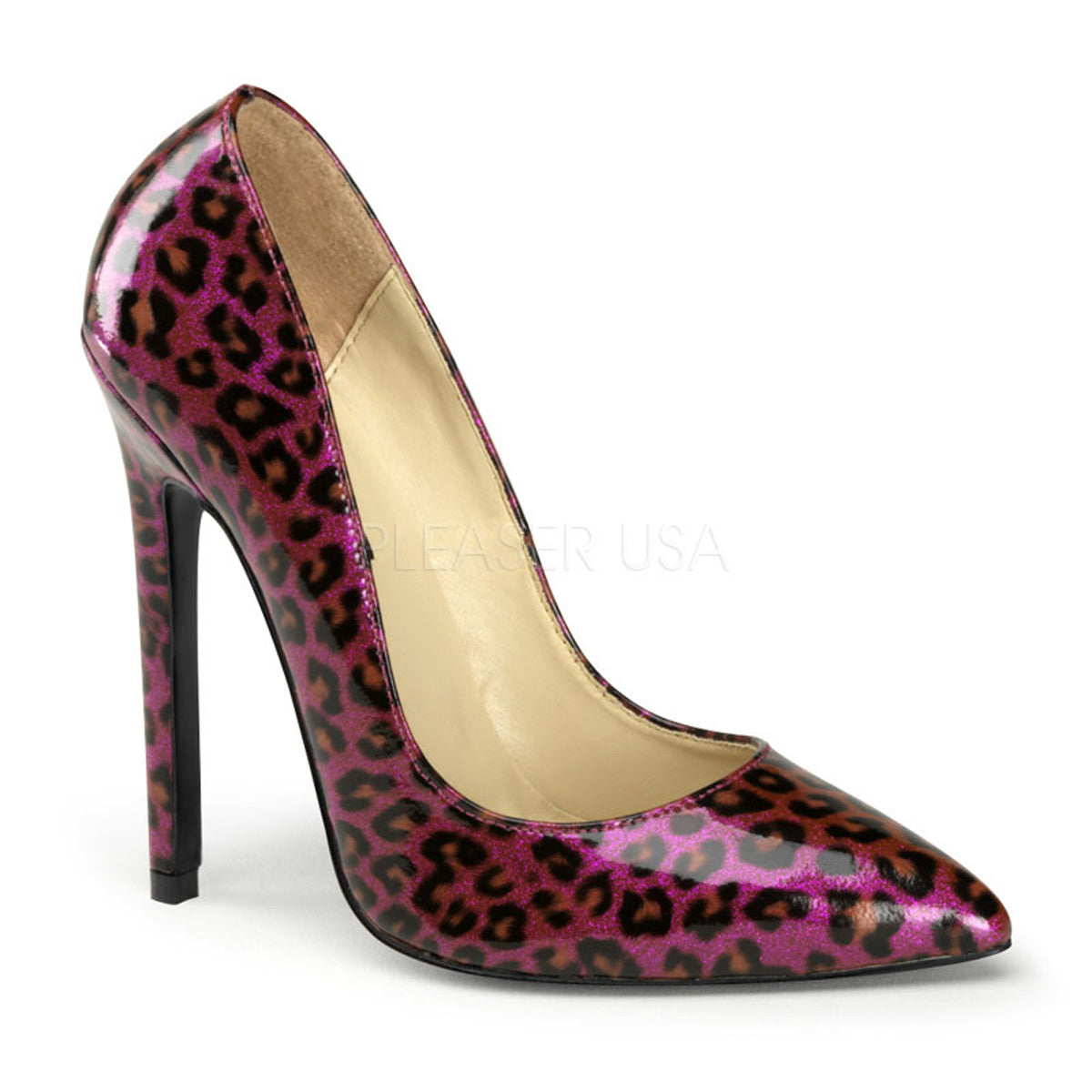 PLEASER SEXY-20 Purple Pearlized Pat Stiletto Pumps - Shoecup.com