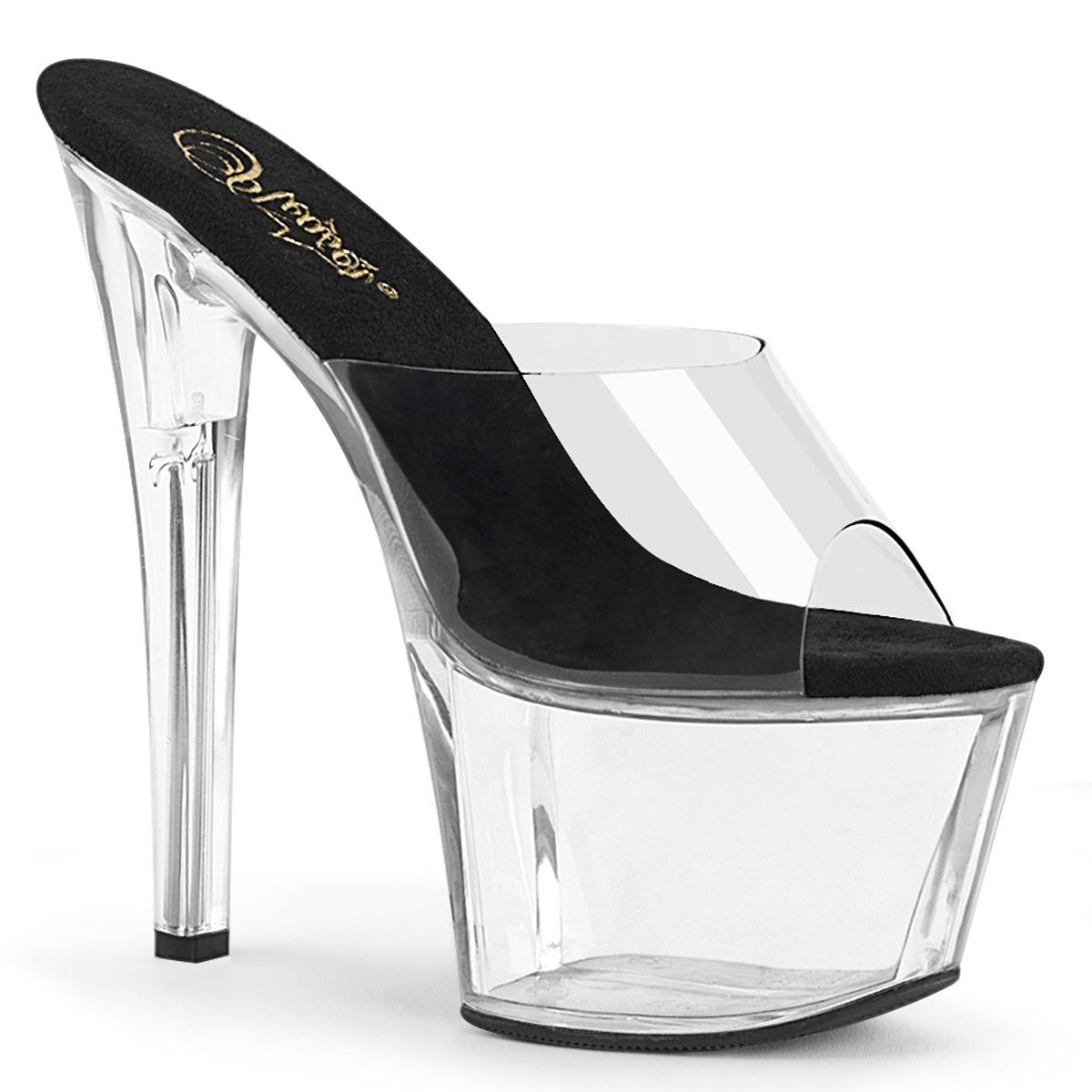 7" Heel SKY-301 Clear Black Clear