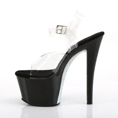 7 Inch Heel SKY-308CRS Black Silver