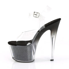 7 Inch Heel SKY-308G-T Clear Black Glitter