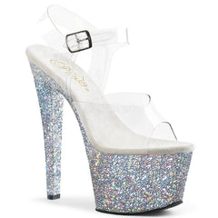 7" Heel SKY-308LG Silver Glitter