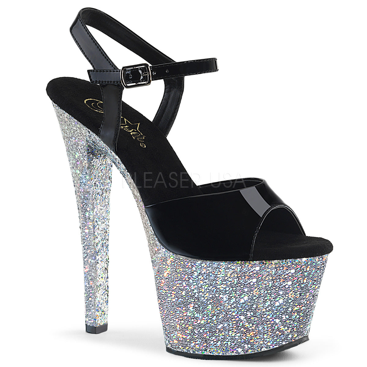 7" Heel SKY-309LG Silver Glitter