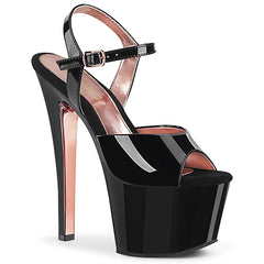 7" Heel SKY-309TT Black-Rose Gold Chrome