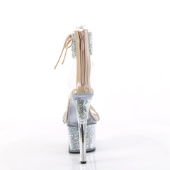 7 Inch Heel SKY-327RSI Nude Silver Rhinestone