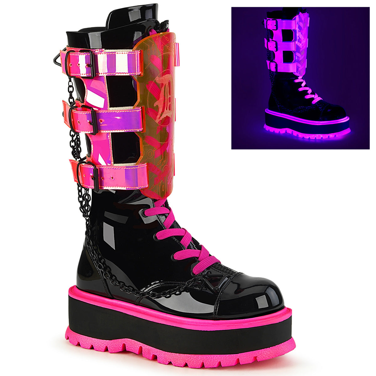 demonia-slacker-156-black-patent-uv-neon-pink
