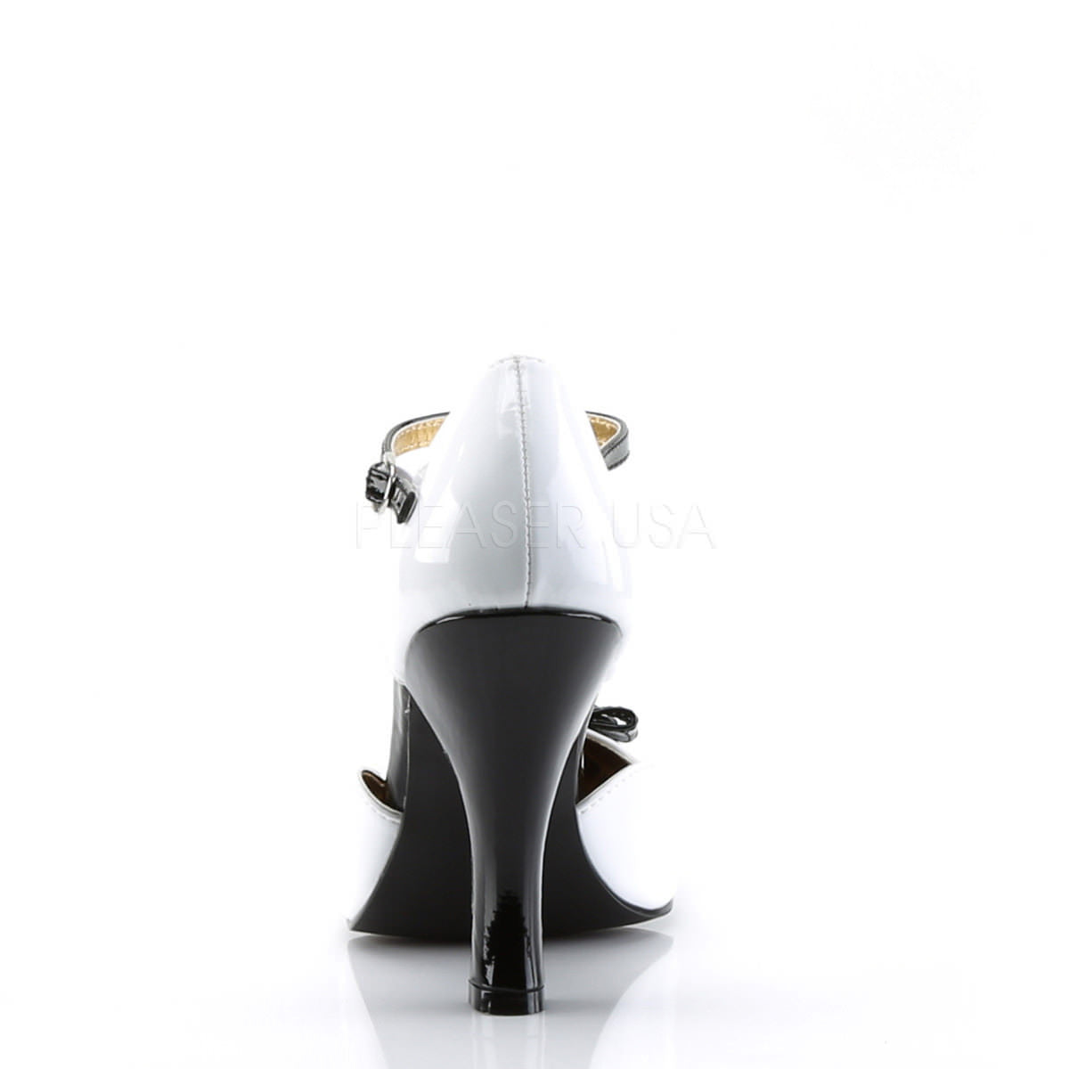 Pin Up Couture SMITTEN-10 White-Black Patent T-Strap D'orsay Pumps - Shoecup.com - 5