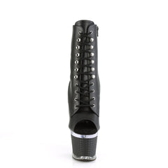 7 Inch Heel SPECTATOR-1021 Black Faux Leather-Clear-Black Matte