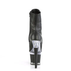 7 Inch Heel SPECTATOR-1021 Black Faux Leather-Clear-Black Matte