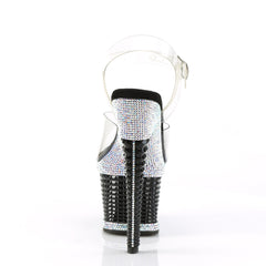 7 Inch Heel SPECTATOR-708RS Clear-Black-Rhinestone