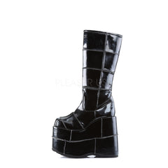 DEMONIA STACK-301 Men's Black Pat Vegan Boots - Shoecup.com - 2
