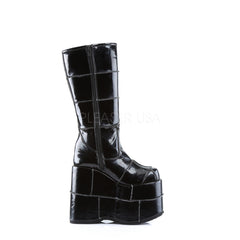 DEMONIA STACK-301 Men's Black Pat Vegan Boots - Shoecup.com - 3