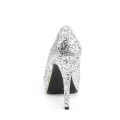 FABULICIOUS TWINKLE-18G Silver Glitter Peep Toe Pumps