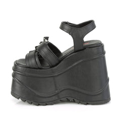 6 Inch Wedge Platform WAVE-13 Black Pu