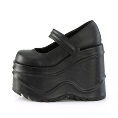 6 Inch Wedge Platform WAVE-32 Black Pu