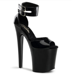 PLEASER XTREME-875 Black Pat Platform Sandals - Shoecup.com