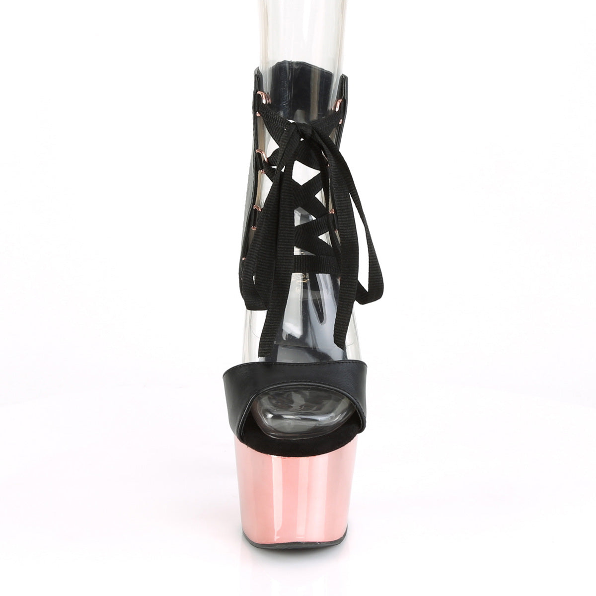 7 Inch Heel ADORE-700-14 Black Pu Rose Gold