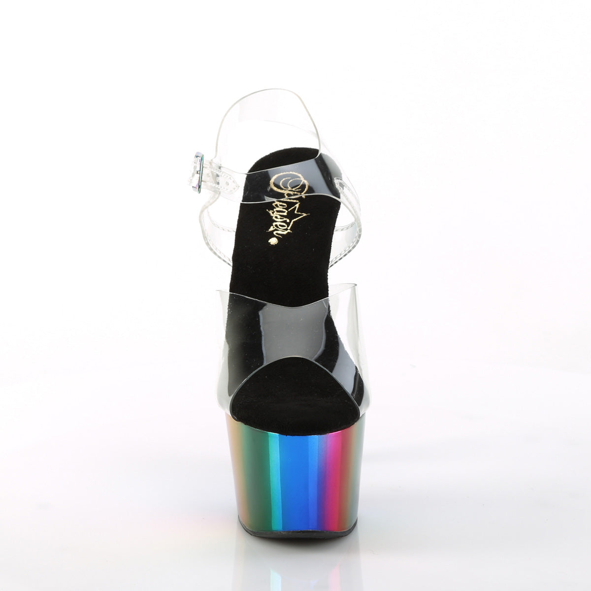 7 Inch Heel ADORE-708RC Clear-Rainbow Chrome