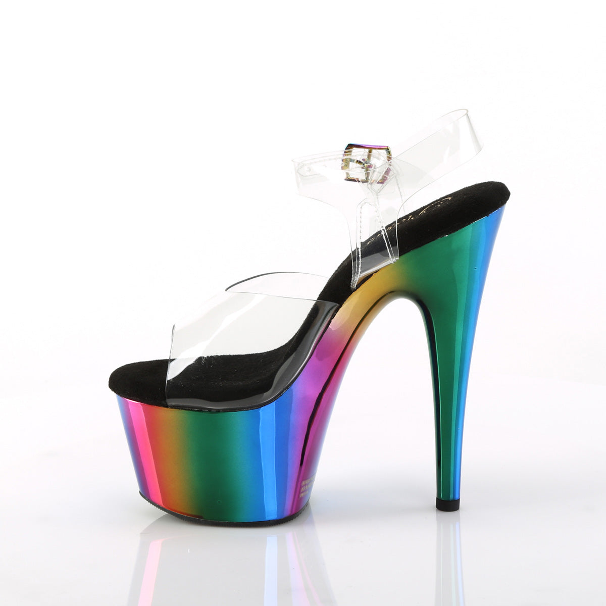 7 Inch Heel ADORE-708RC Clear-Rainbow Chrome