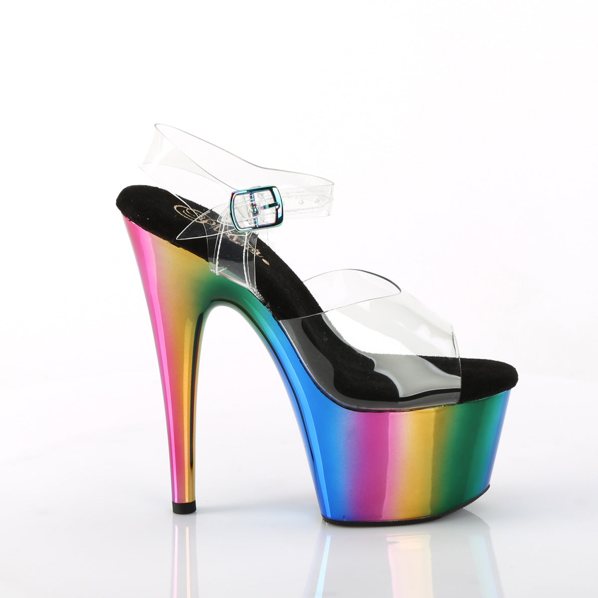 7 Inch Heel ADORE-708RC Clear-Rainbow Chrome