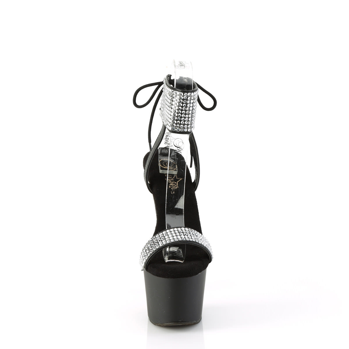 7 Inch Heel ADORE-770 Black Pu Rhinestone