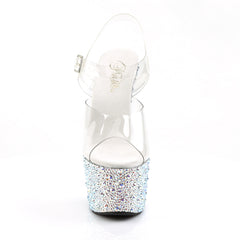 7 Inch Heel BEJEWELED-708MS Silver Multi Rhinestones