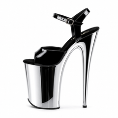 10 Inch Heel BEYOND-009 Black-Silver Chrome
