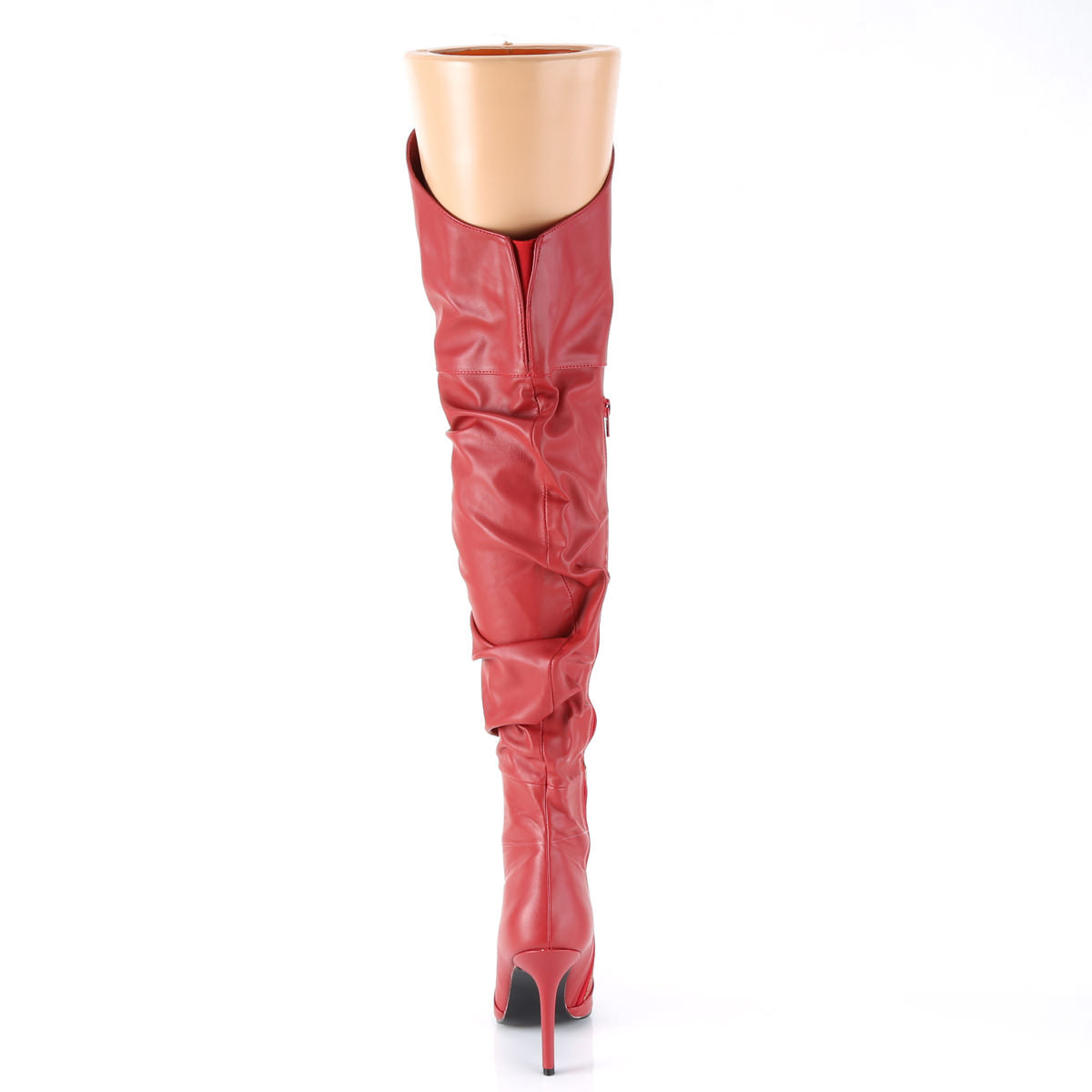 Pleaser CLASSIQUE-3011 Red Faux Leather Thigh High Boots