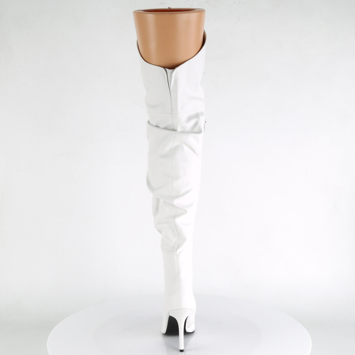 Pleaser CLASSIQUE-3011 White Faux Leather Thigh High Boots