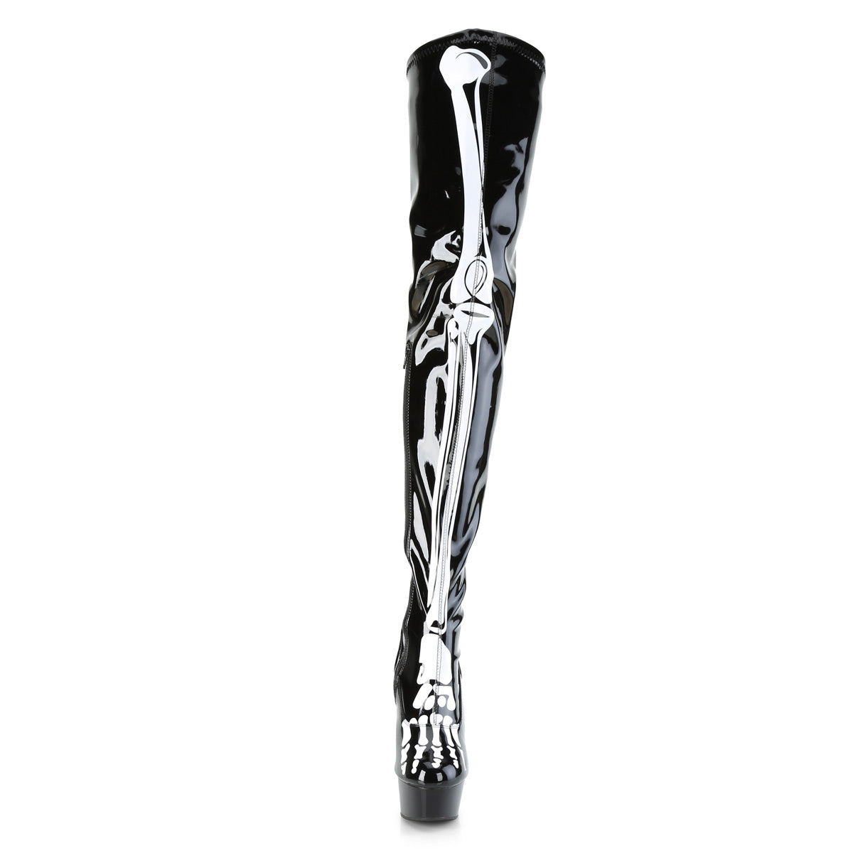 6 Inch Heel DELIGHT-3000BONE Black Stretch Pat