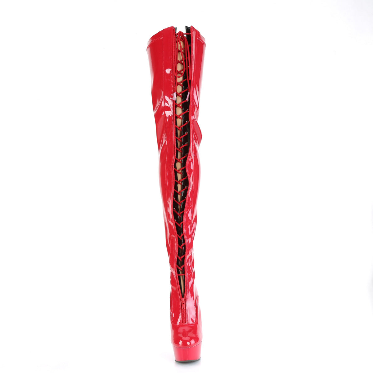 6 Inch Heel DELIGHT-3027 Red-Black Stretch Pat