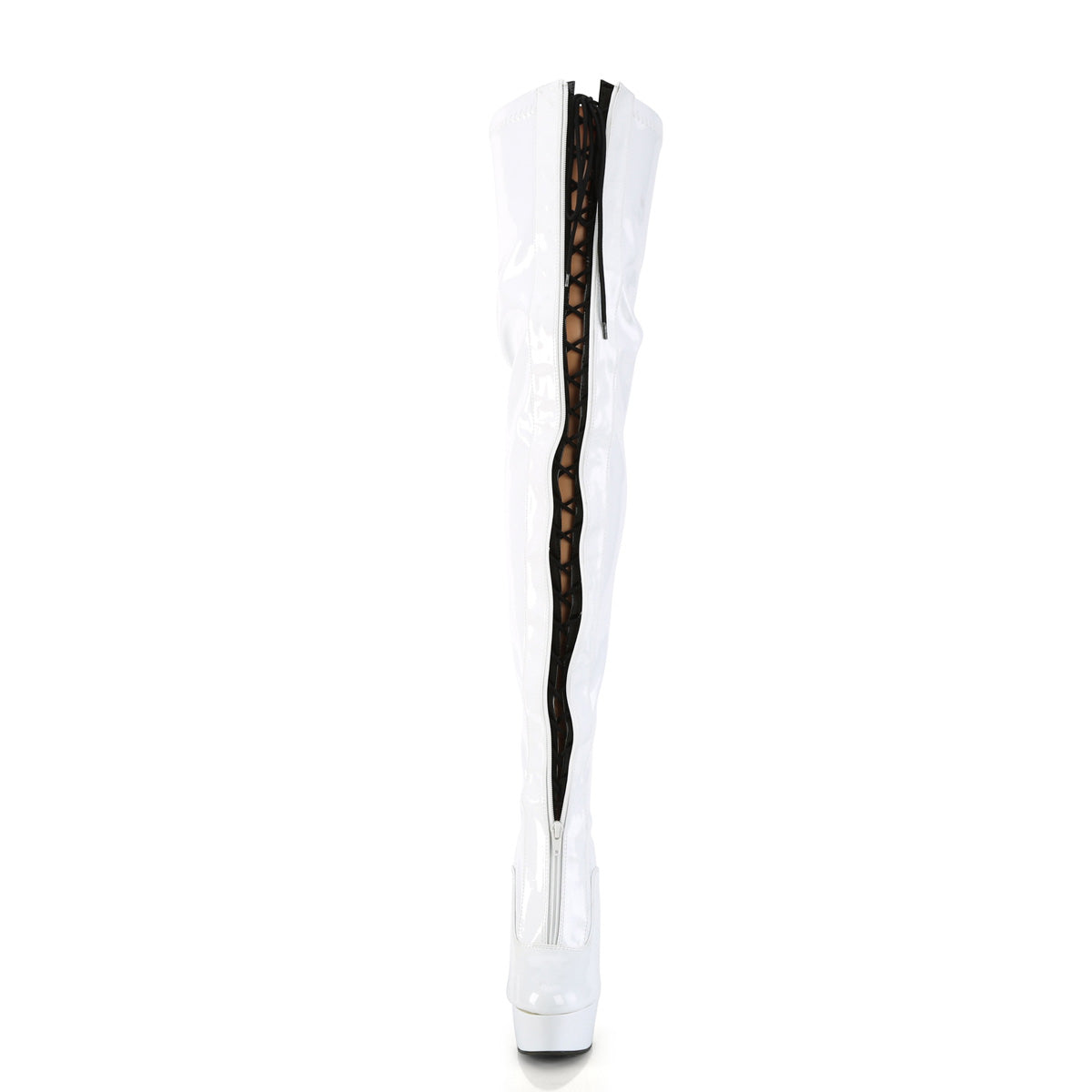 6 Inch Heel DELIGHT-3027 White-Black Stretch Pat