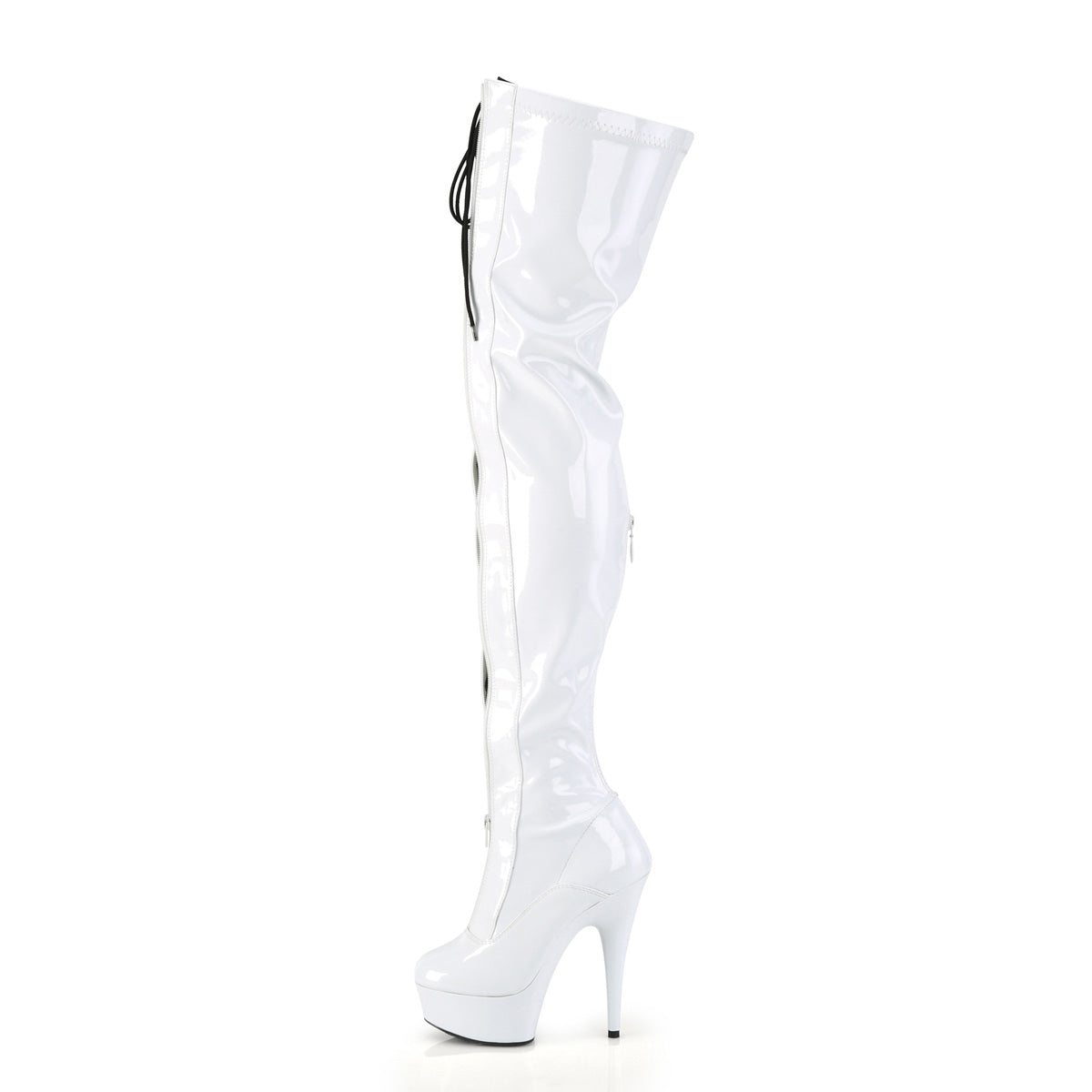 6 Inch Heel DELIGHT-3027 White-Black Stretch Pat