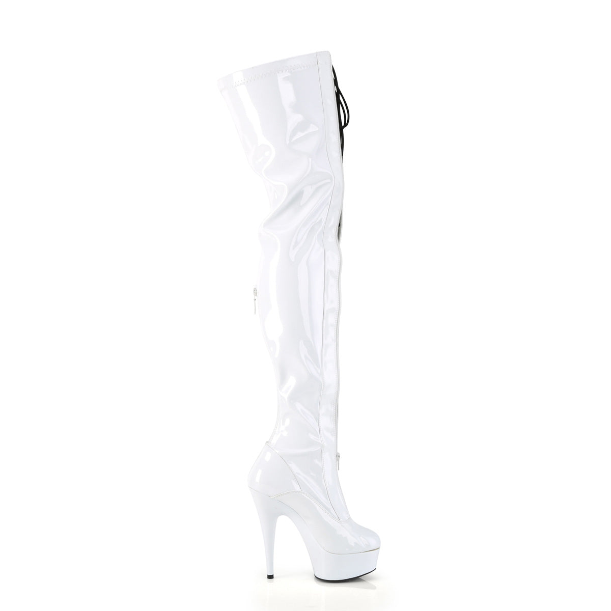 6 Inch Heel DELIGHT-3027 White-Black Stretch Pat