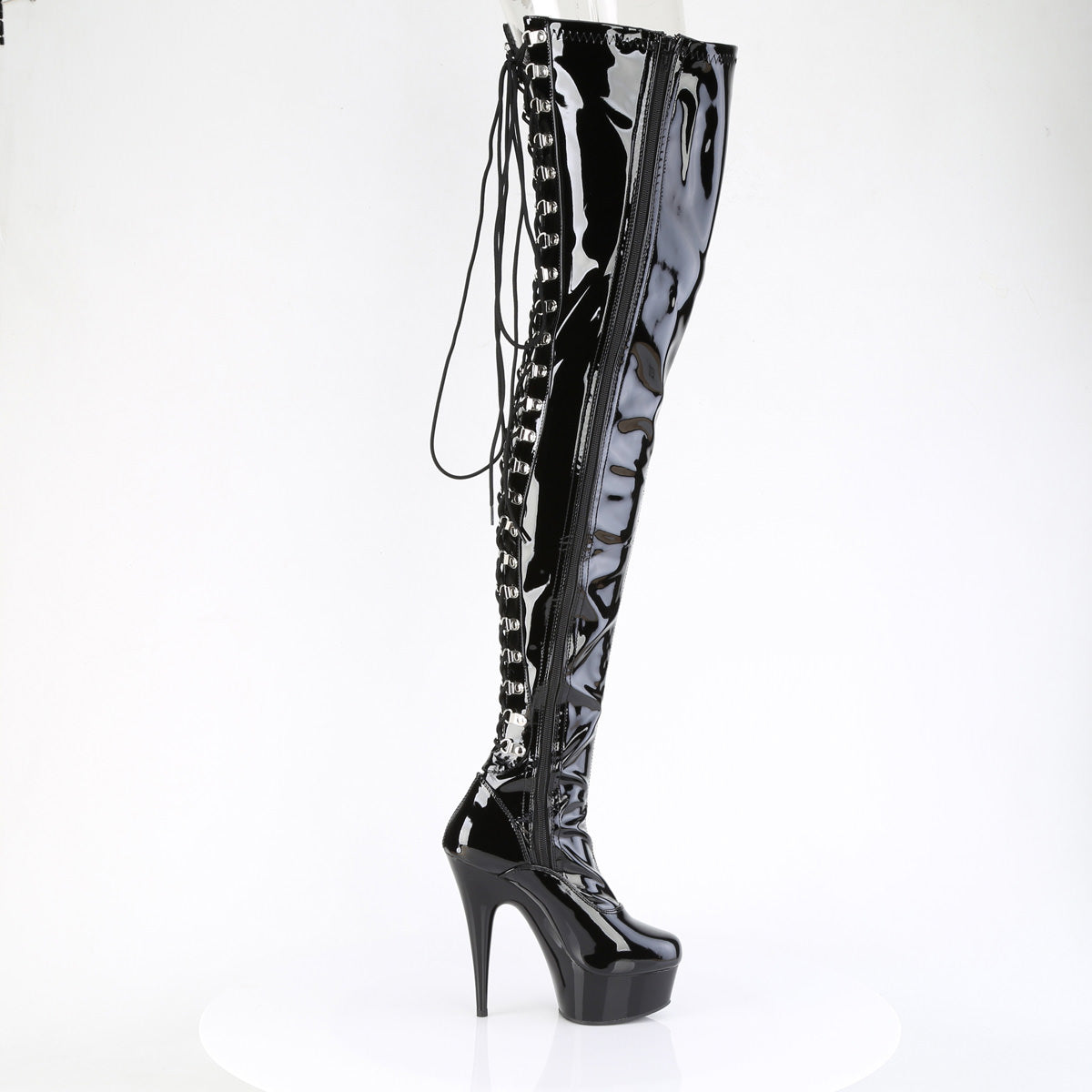 6 Inch Heel DELIGHT-4063 Black Stretch Patent