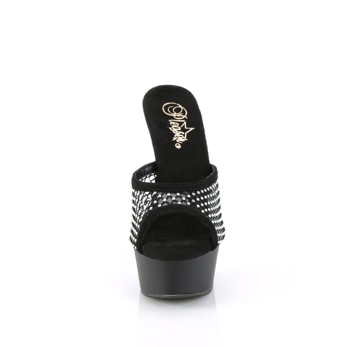 6 Inch Heel DELIGHT-601-6RM Black Rhinestone Mesh