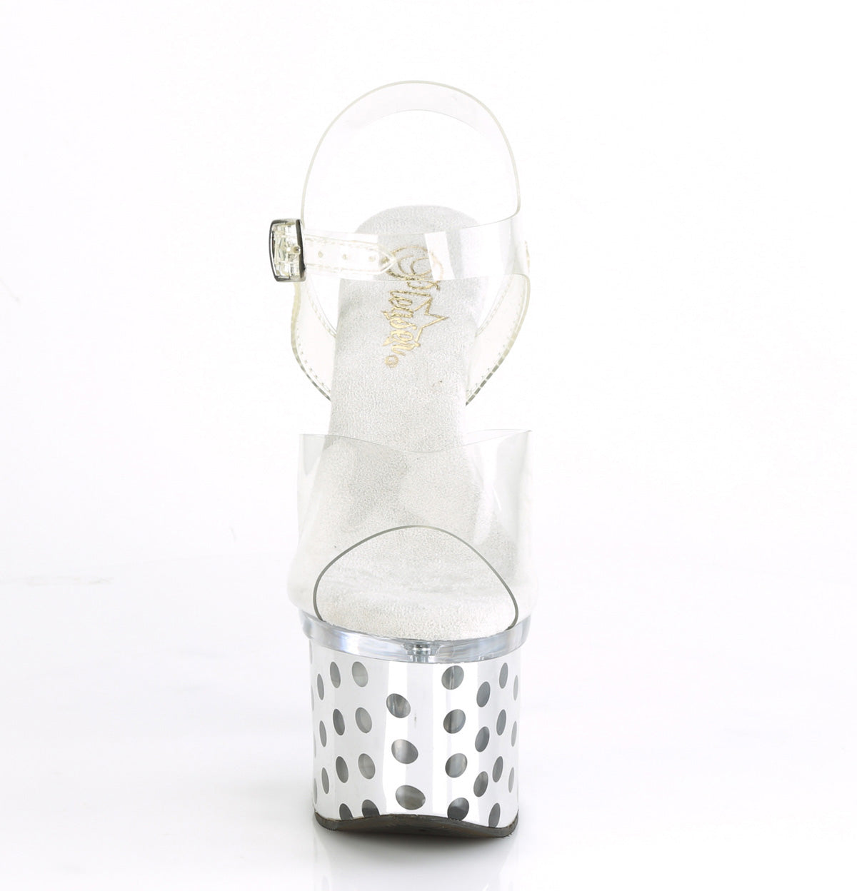 7 Inch Heel DISCOLITE-708DOTS Clear Silver Chrome