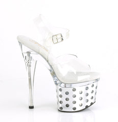7 Inch Heel DISCOLITE-708DOTS Clear Silver Chrome