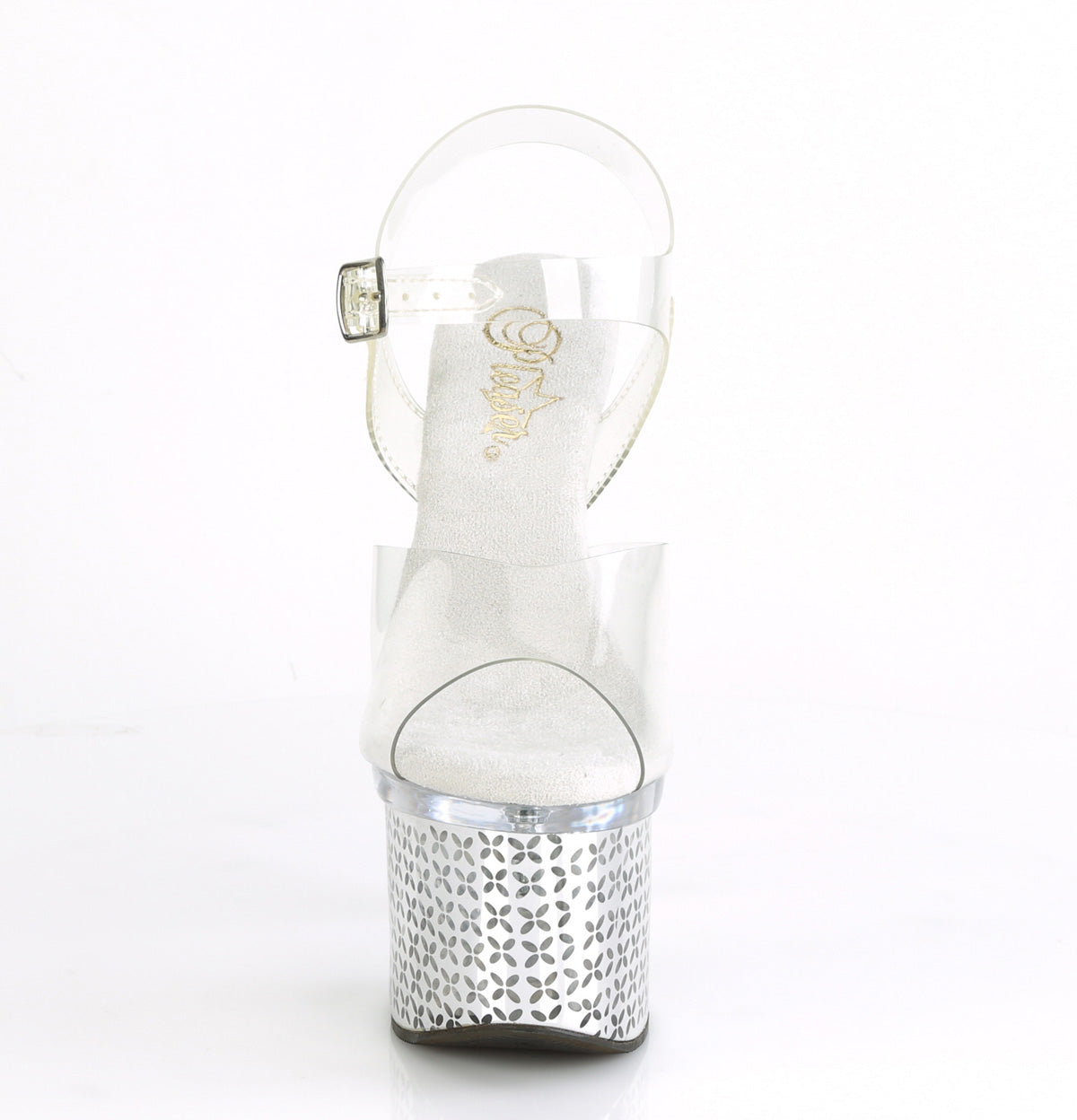 7 Inch Heel DISCOLITE-708FLP Clear Silver Chrome
