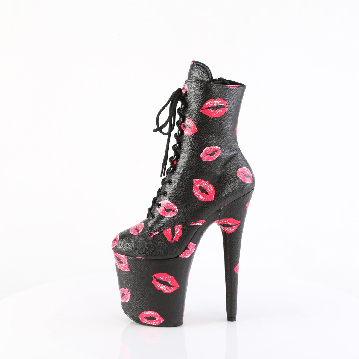8 Inch Heel FLAMINGO-1020KISSES Black Pu